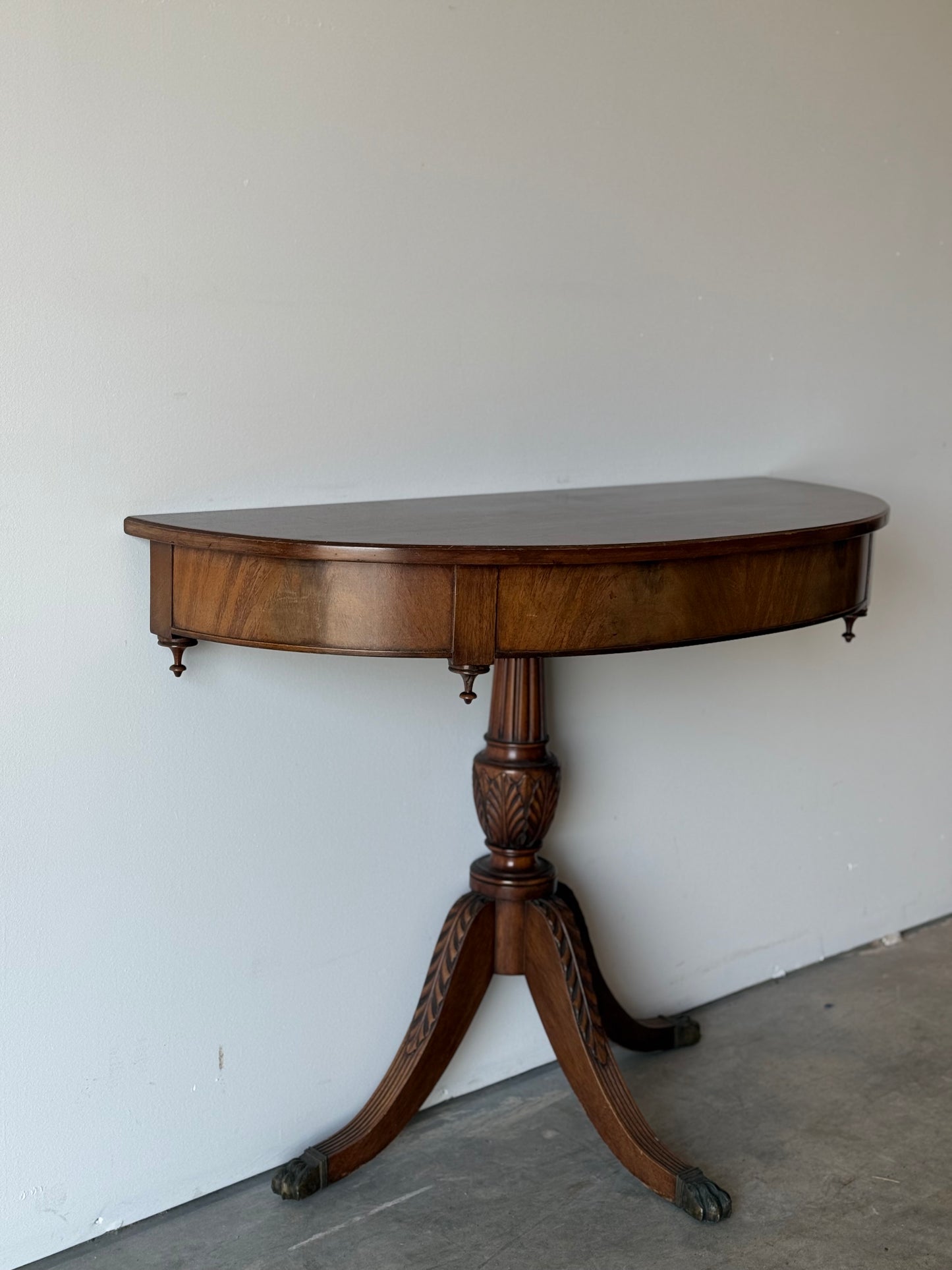 Vintage Mahogany Demi-Lune Console Table