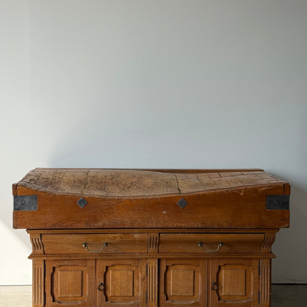 
                  
                    Antique French Butcher's Block Island C. 1910
                  
                