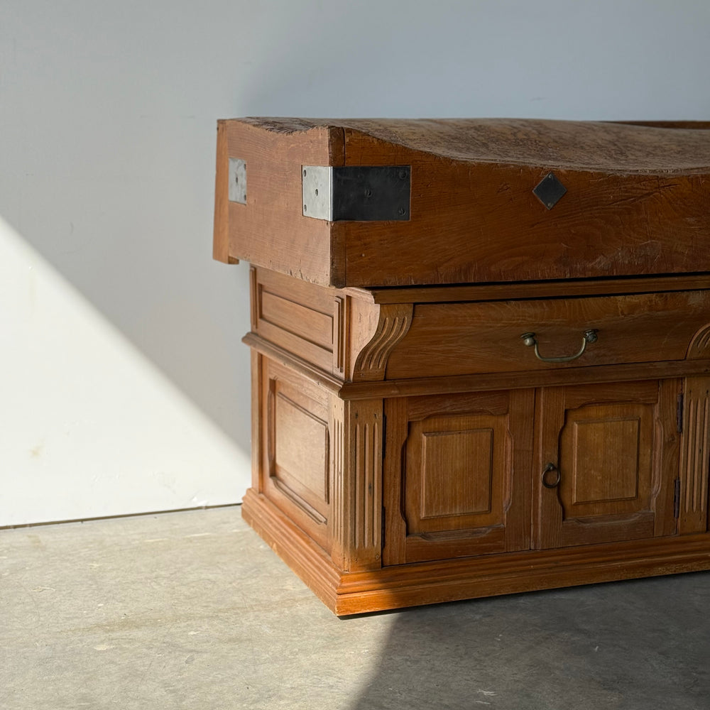Antique French Butcher's Block Island C. 1910
