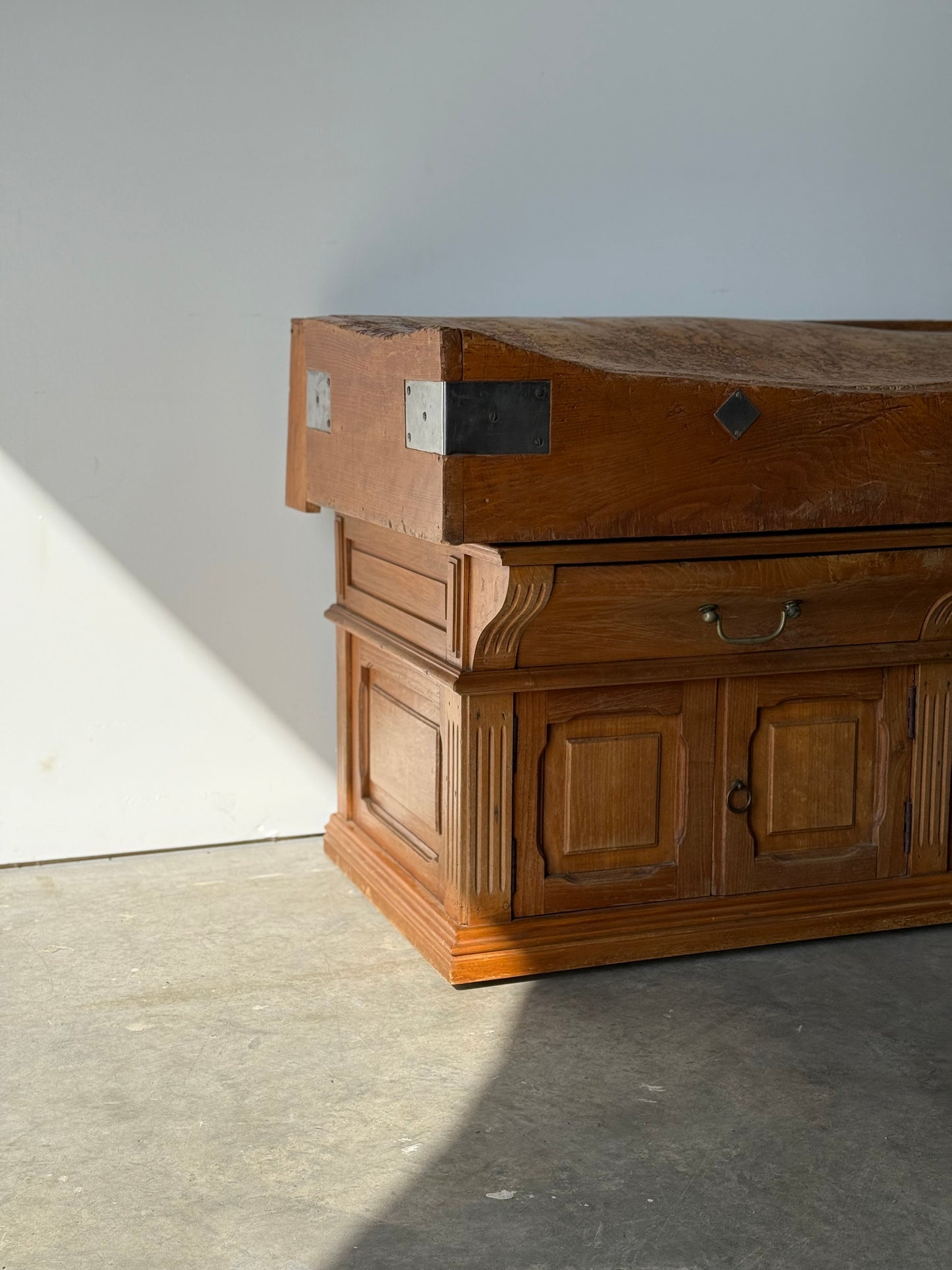 Antique French Butcher's Block Island C. 1910