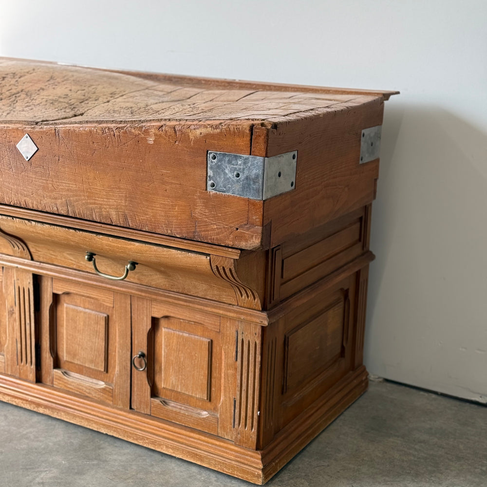 
                  
                    Antique French Butcher's Block Island C. 1910
                  
                
