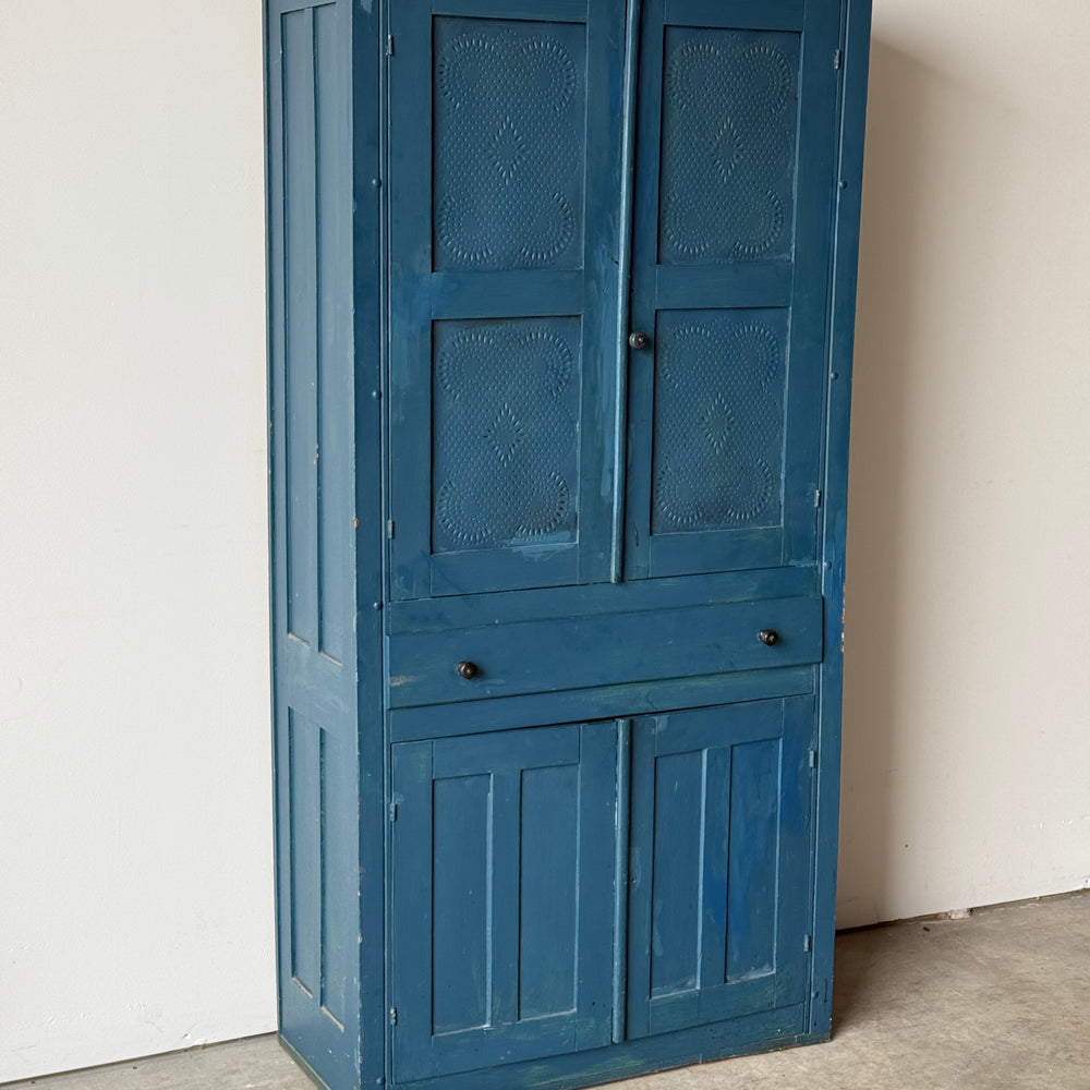 Antique Blue Painted Pie Safe