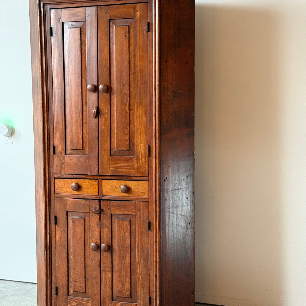 Early Primitive Corner Cupboard with Raised Panel Doors