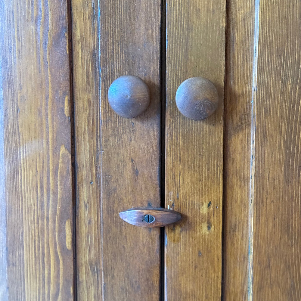 
                  
                    Early Primitive Corner Cupboard with Raised Panel Doors
                  
                