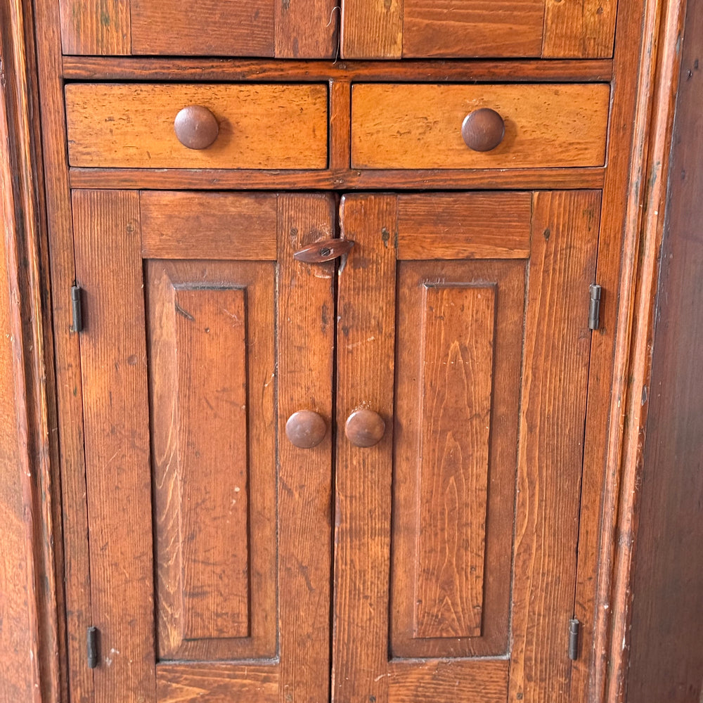 
                  
                    Early Primitive Corner Cupboard with Raised Panel Doors
                  
                