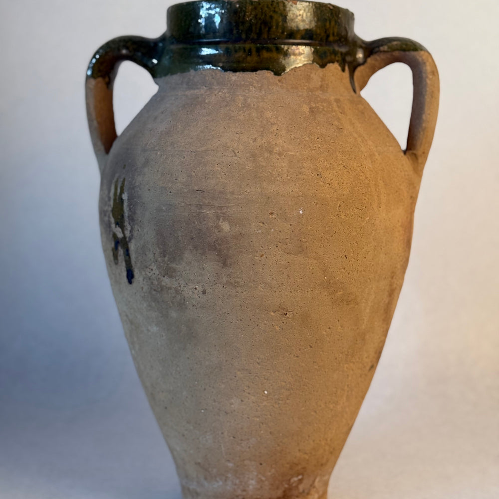 Antique Stoneware Jug With Green Glaze