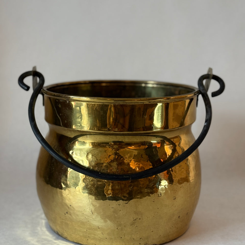 Antique French Hammered Brass Jardiniere or pot