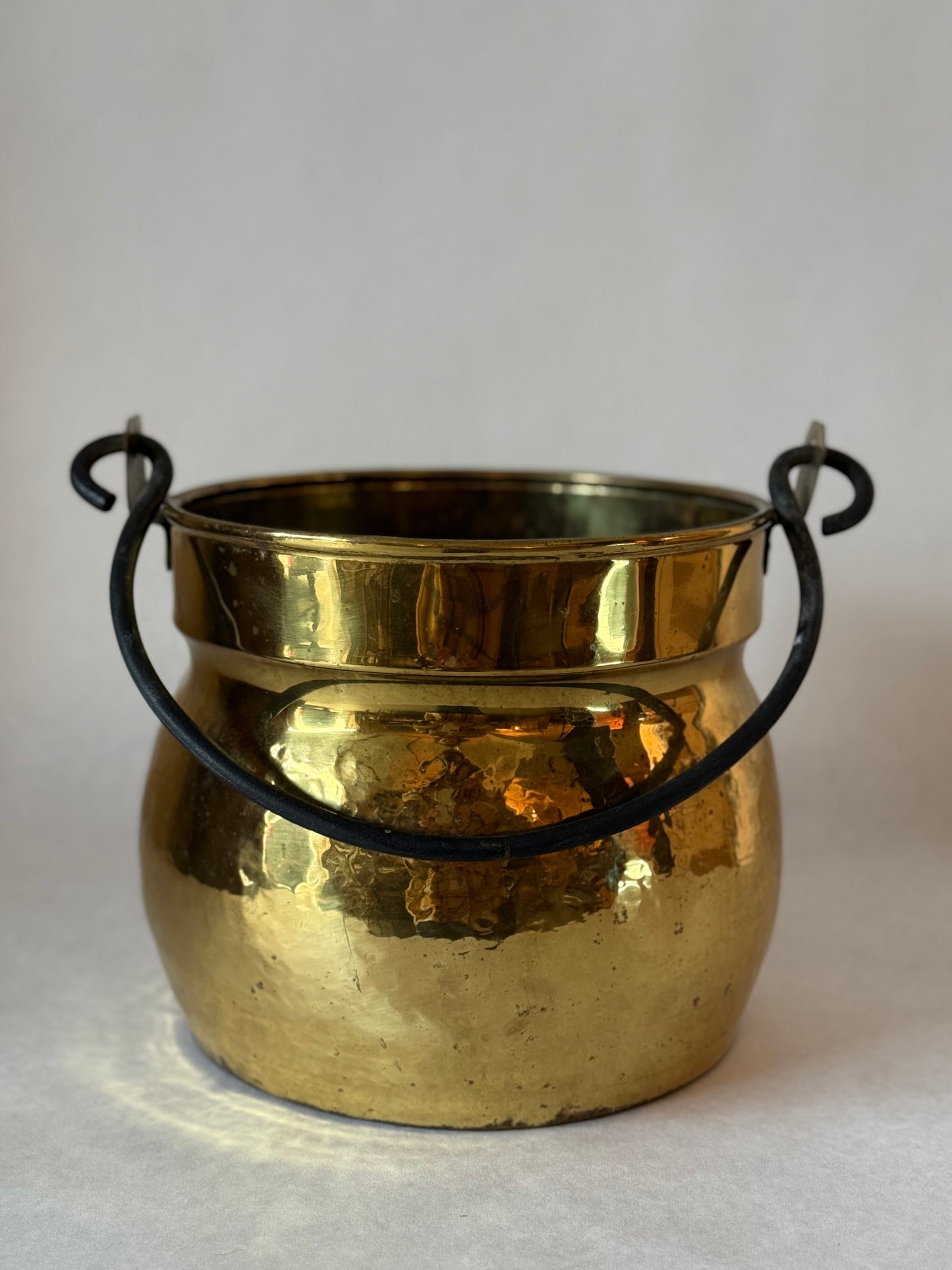 Antique French Hammered Brass Jardiniere or pot