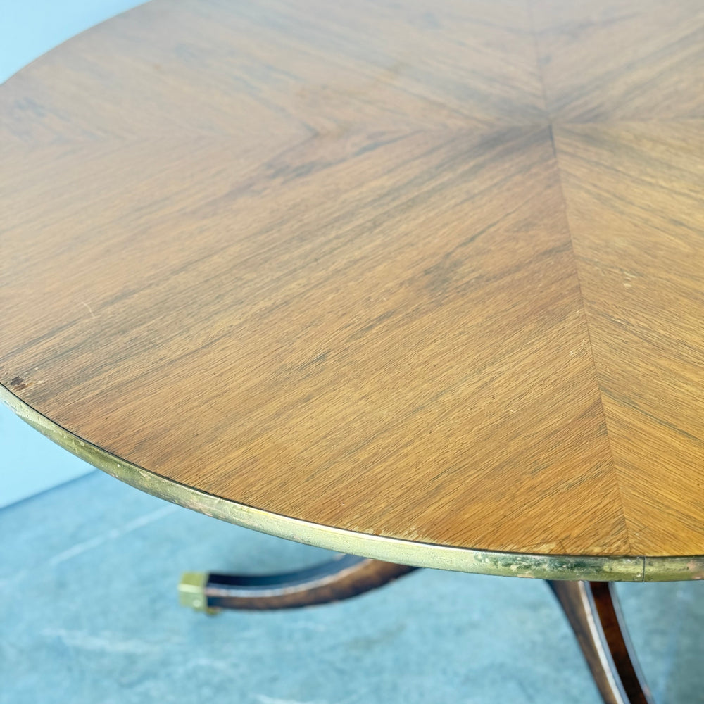 
                  
                    Regency Style Round Table on Casters w/ Brass Trim
                  
                