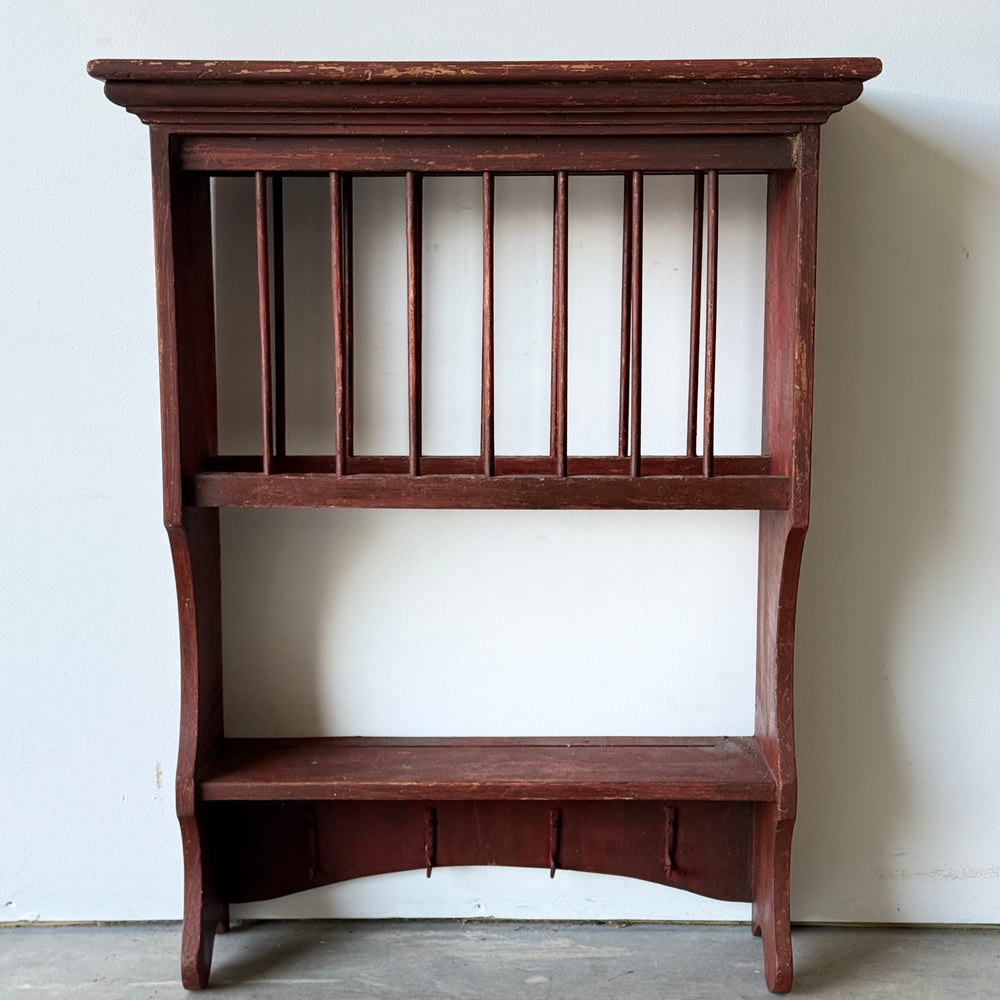 
                  
                    Great Antique Wall Plate Rack in Original Red Wash
                  
                