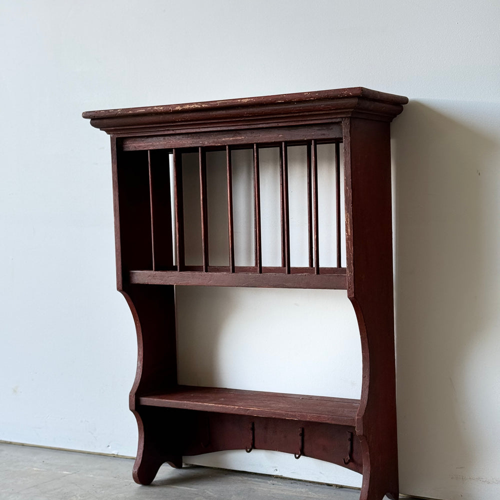 
                  
                    Great Antique Wall Plate Rack in Original Red Wash
                  
                