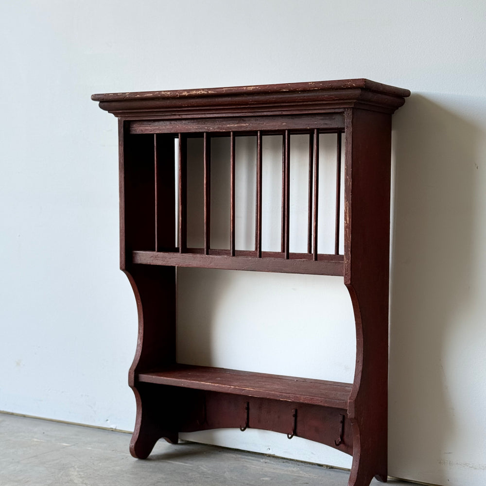 
                  
                    Great Antique Wall Plate Rack in Original Red Wash
                  
                