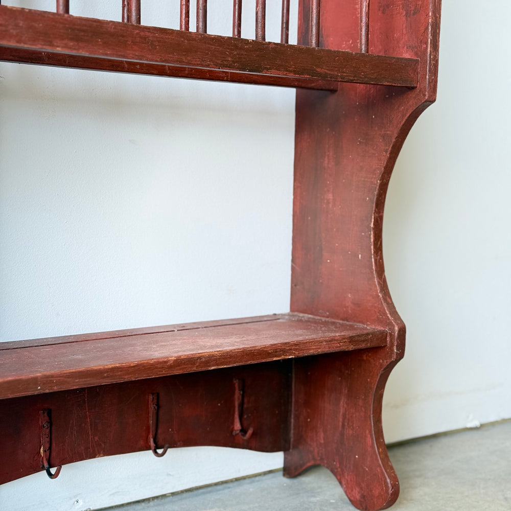 
                  
                    Great Antique Wall Plate Rack in Original Red Wash
                  
                