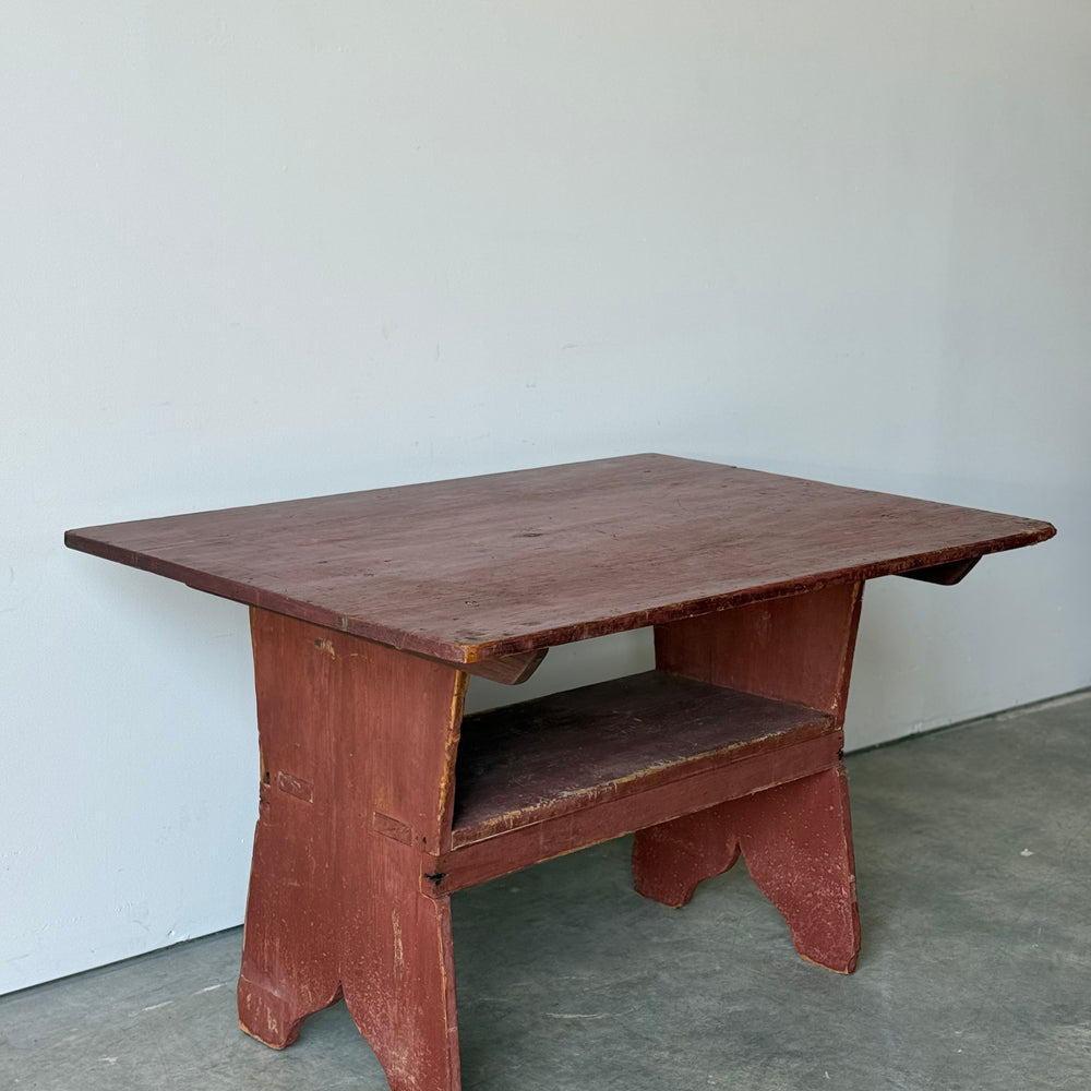 Nice Antique Primitive Red Wash Hutch Table