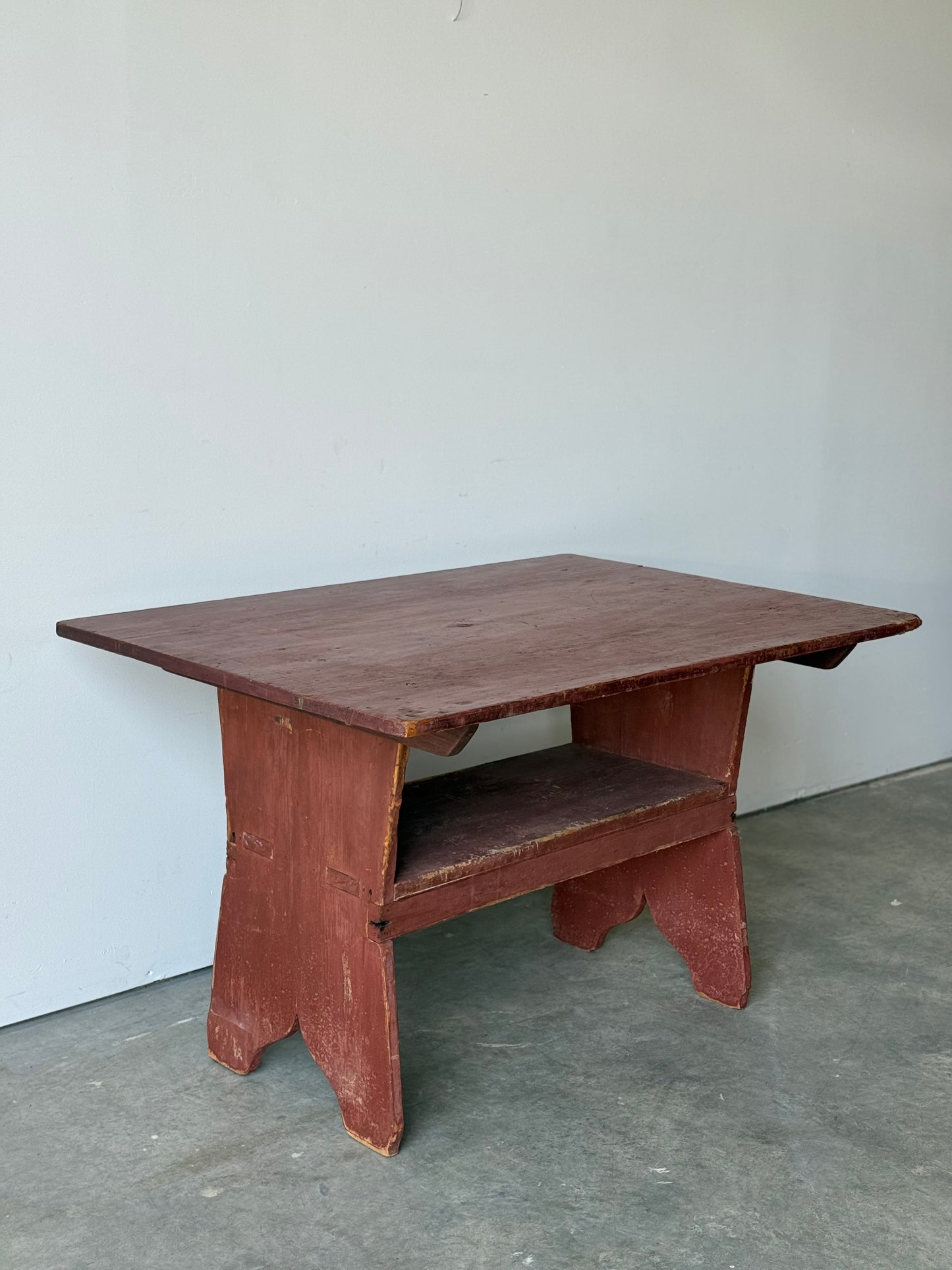 Nice Antique Primitive Red Wash Hutch Table