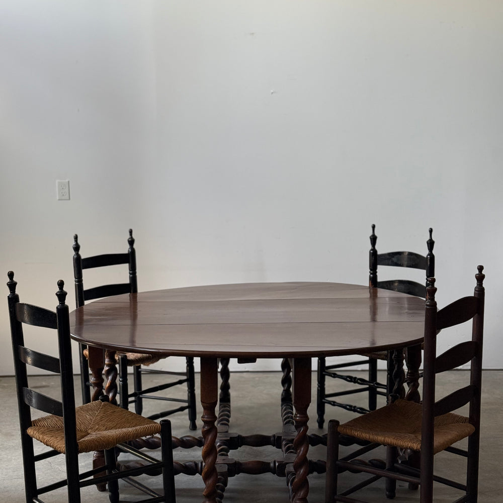 Jacobean Oak Double Swing Leg Drop Leaf Table