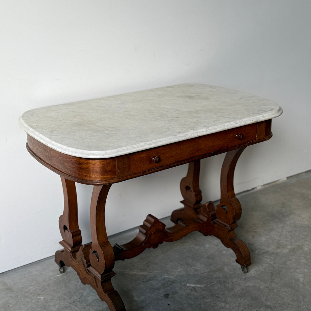 Antique Victorian  Marble Top Parlor Table