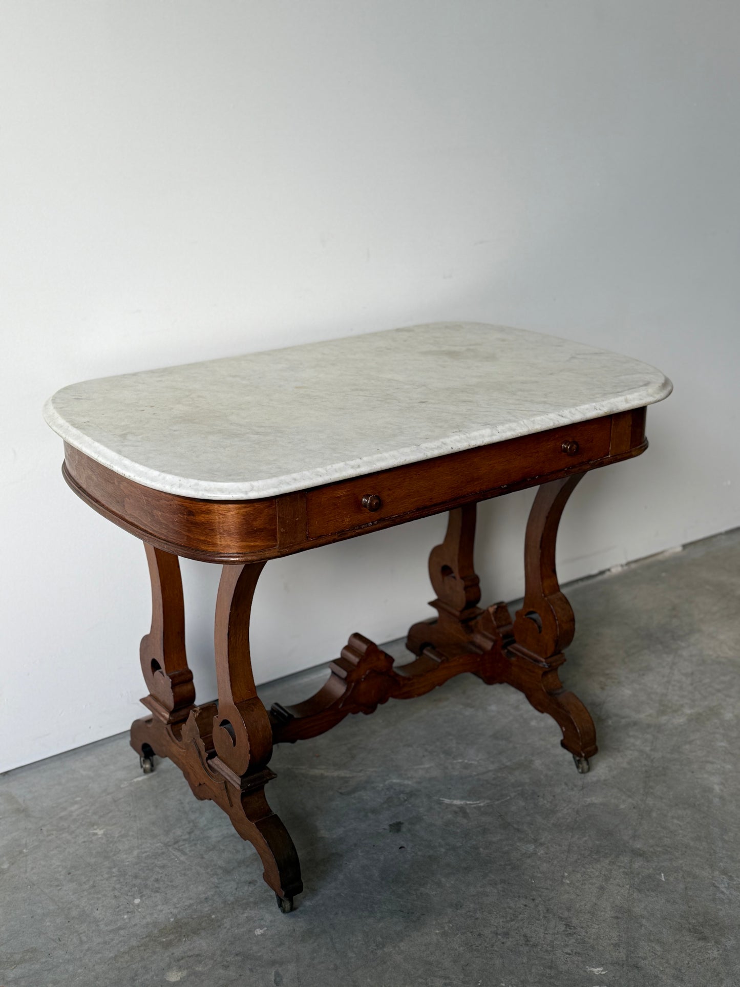 Antique Victorian  Marble Top Parlor Table