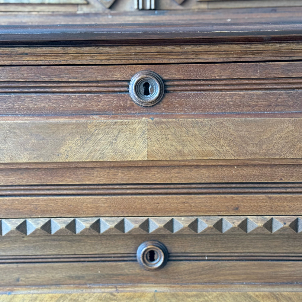 
                  
                    Antique Victorian Eastlake Flame Walnut Display Cabinet
                  
                
