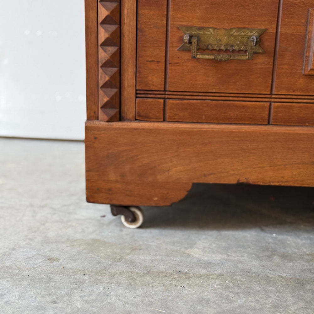 
                  
                    Antique Victorian Eastlake Flame Walnut Display Cabinet
                  
                
