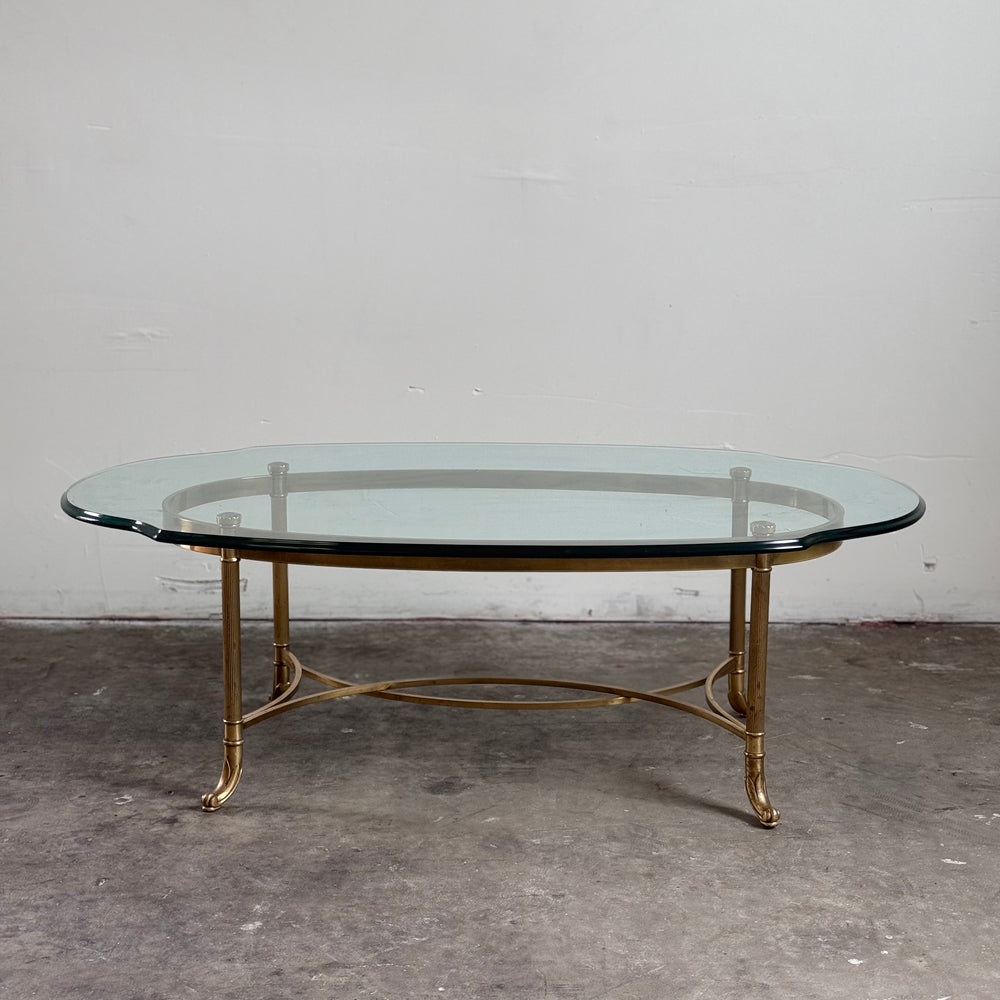 Vintage La Barge Regency Brass and Glass Top Coffee Table