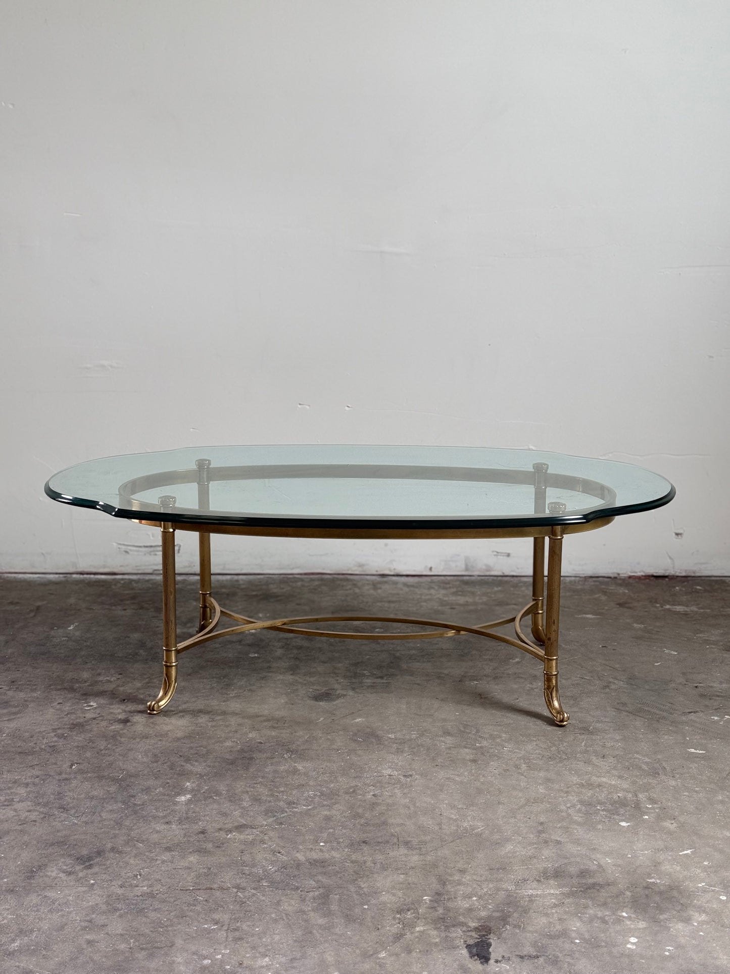 Vintage La Barge Regency Brass and Glass Top Coffee Table