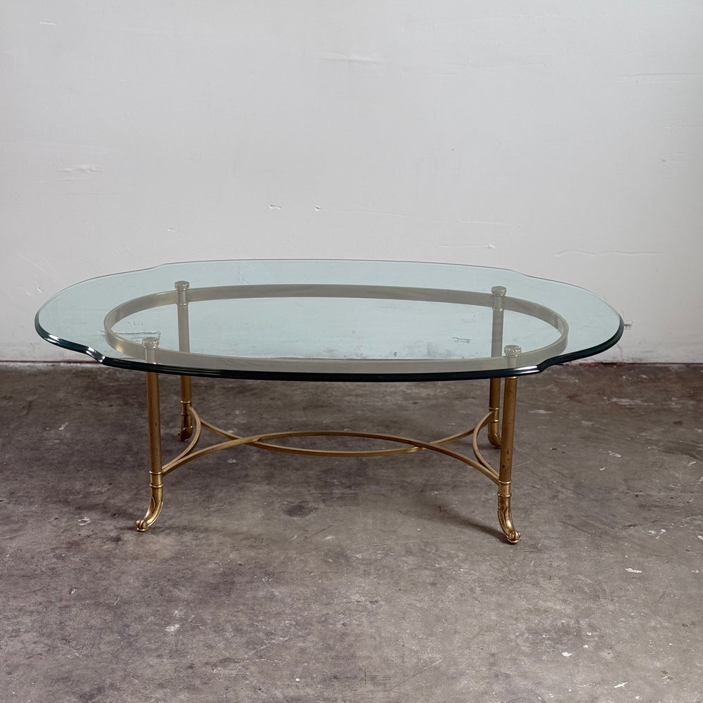 
                  
                    Vintage La Barge Regency Brass and Glass Top Coffee Table
                  
                