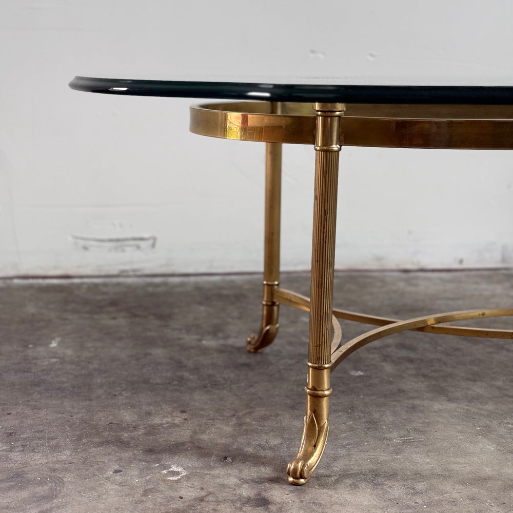 
                  
                    Vintage La Barge Regency Brass and Glass Top Coffee Table
                  
                