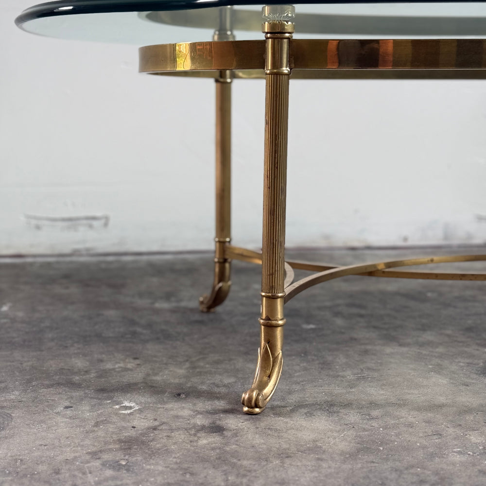 
                  
                    Vintage La Barge Regency Brass and Glass Top Coffee Table
                  
                