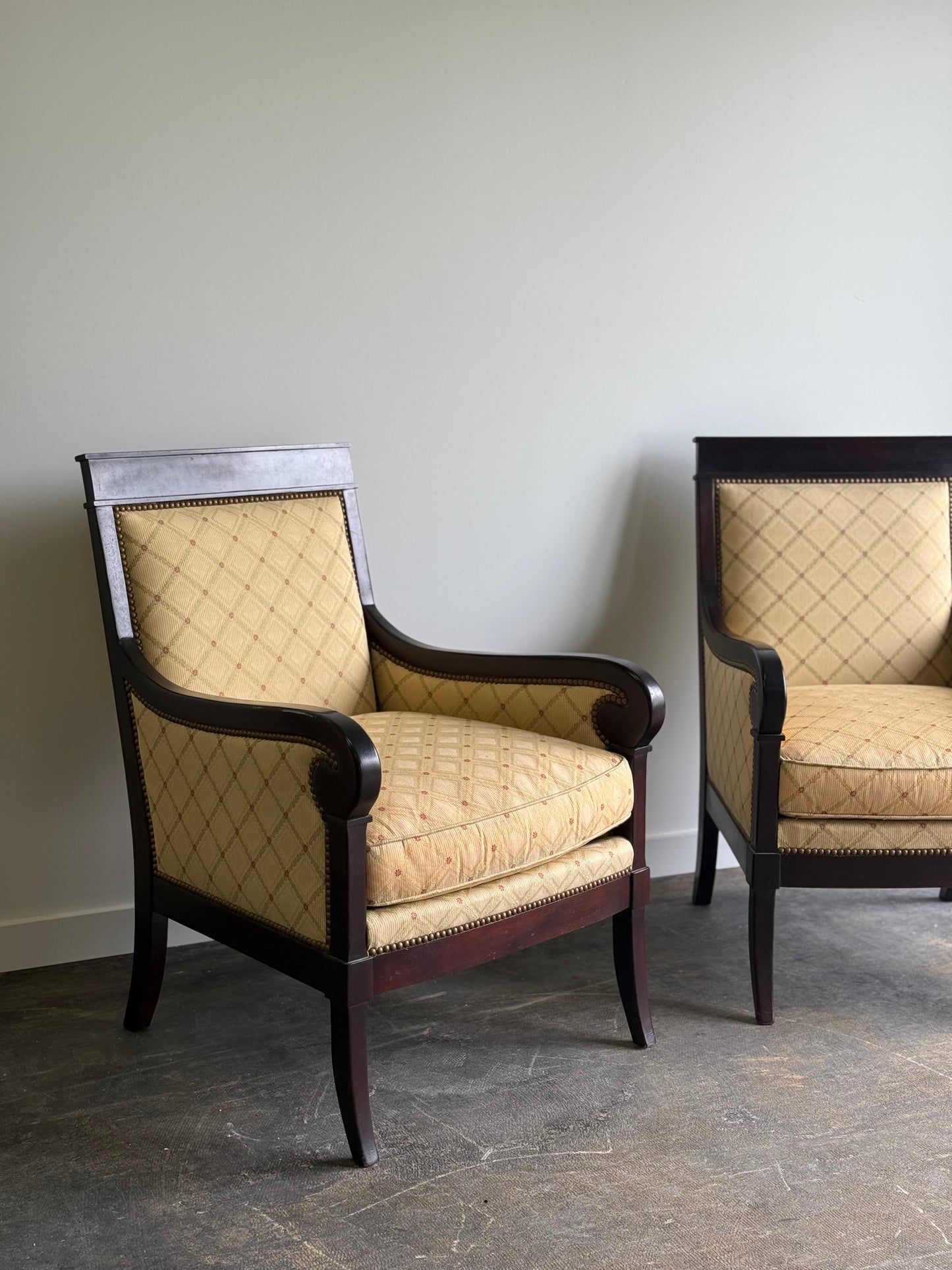 Pair of Kravet French Empire Style Chairs.