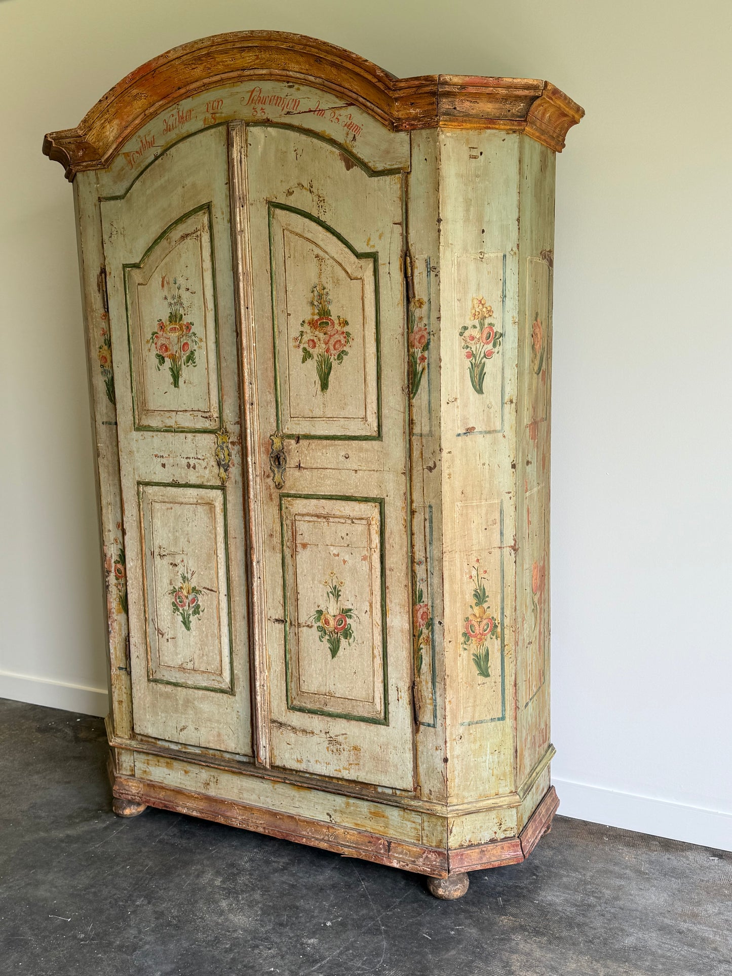 Antique Painted Wardrobe 1833 France or Germany
