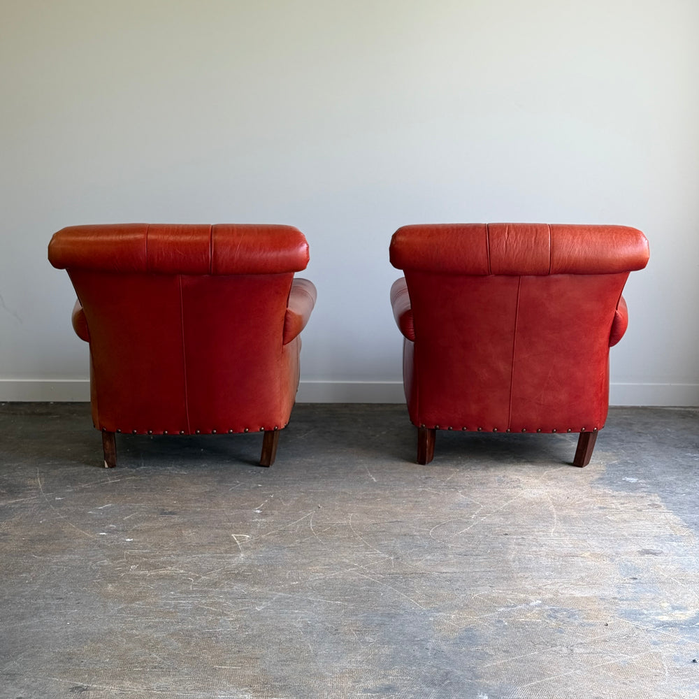 
                  
                    Pair of Vintage Cognac Leather Upholstered Club Chairs
                  
                