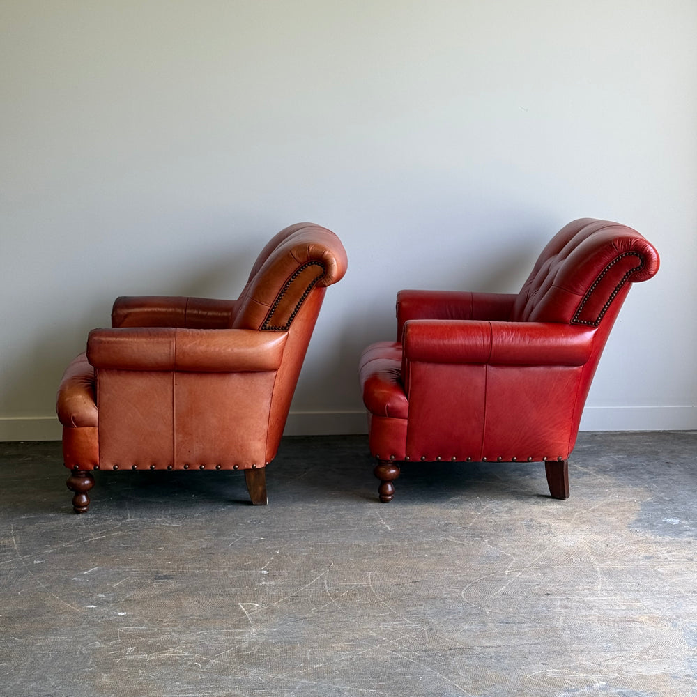 
                  
                    Pair of Vintage Cognac Leather Upholstered Club Chairs
                  
                