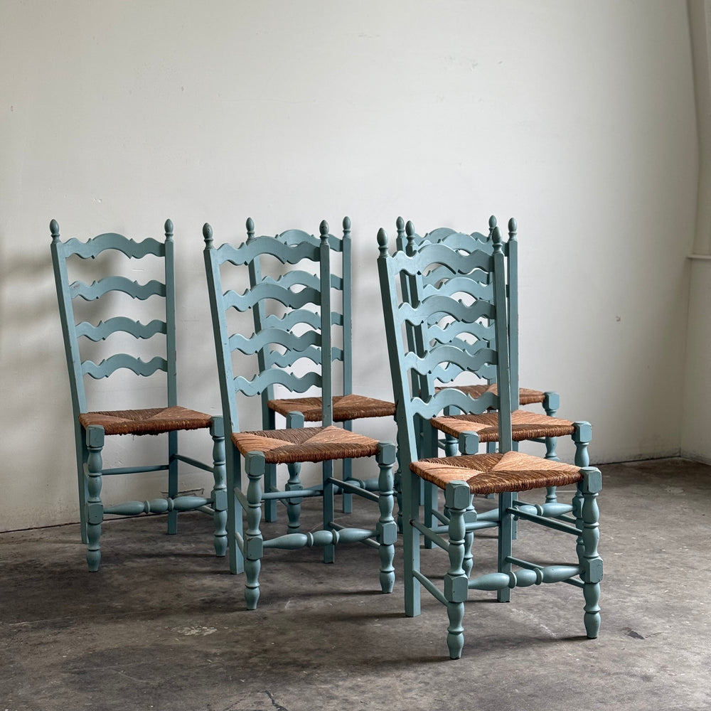 
                  
                    Vintage French Provincial Dining Chairs, French Blue, Set of Six
                  
                