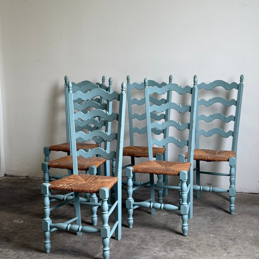 
                  
                    Vintage French Provincial Dining Chairs, French Blue, Set of Six
                  
                