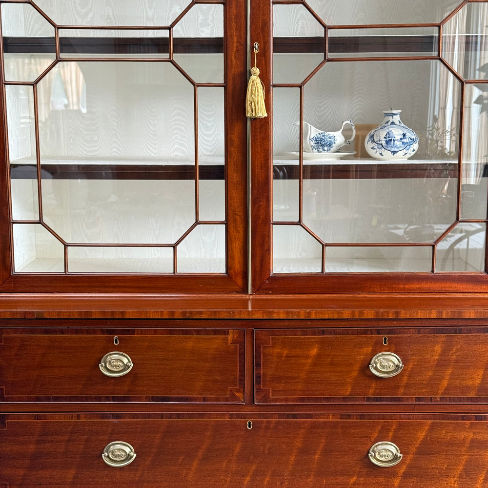 
                  
                    Antique English Mahogany Breakfront Bookcase. 19th C.
                  
                