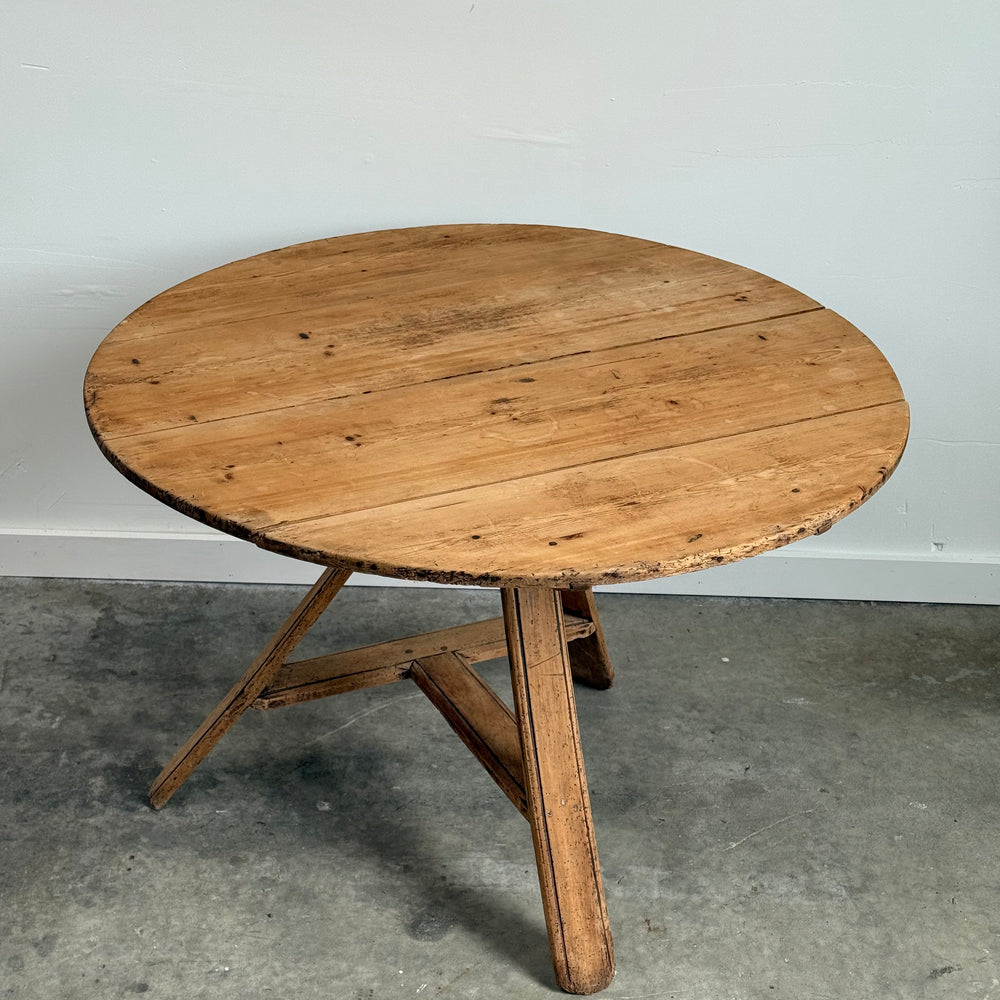 Antique English Scrubbed Pine Cricket Table