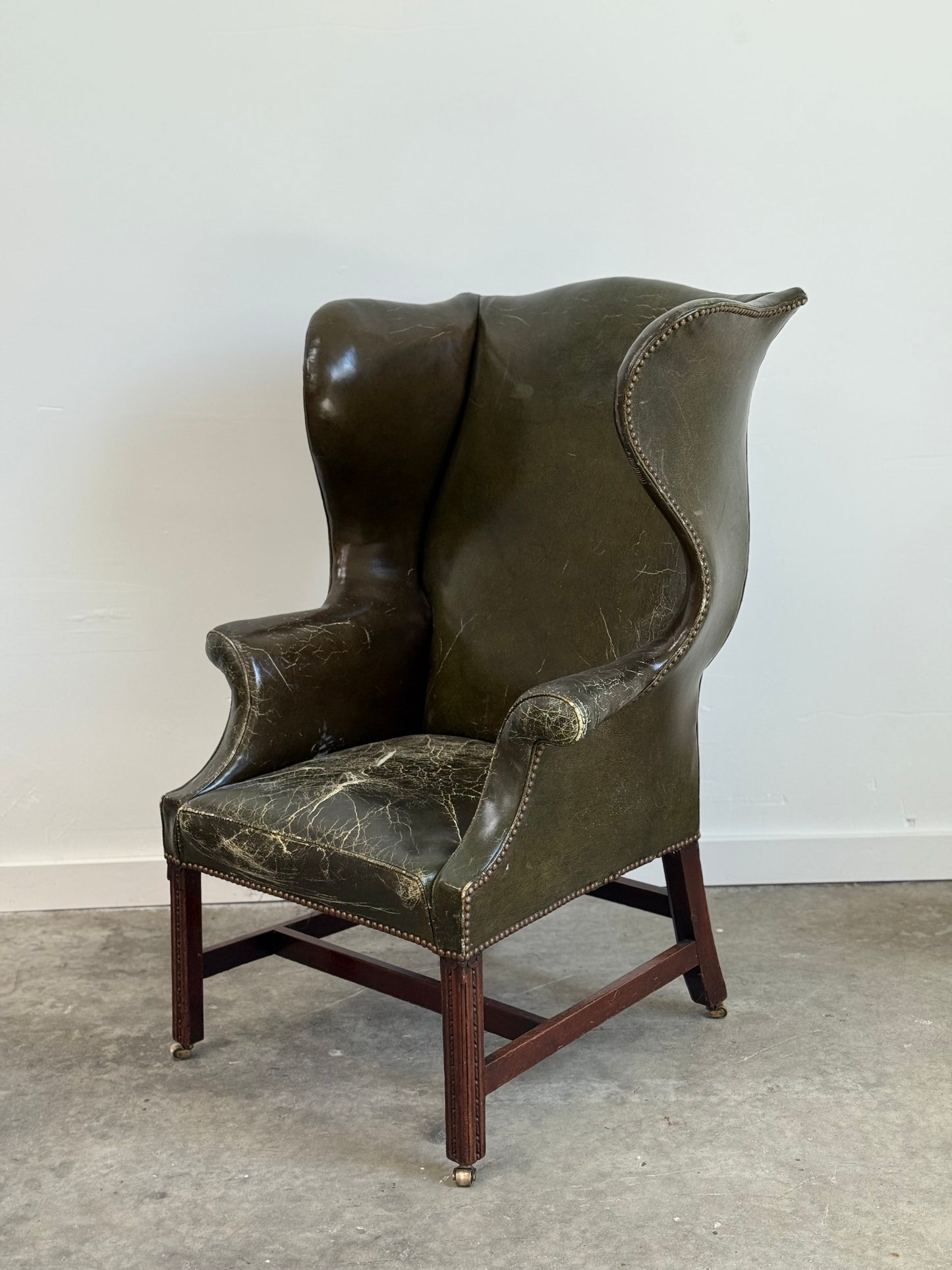 English Leather Wingback Chair