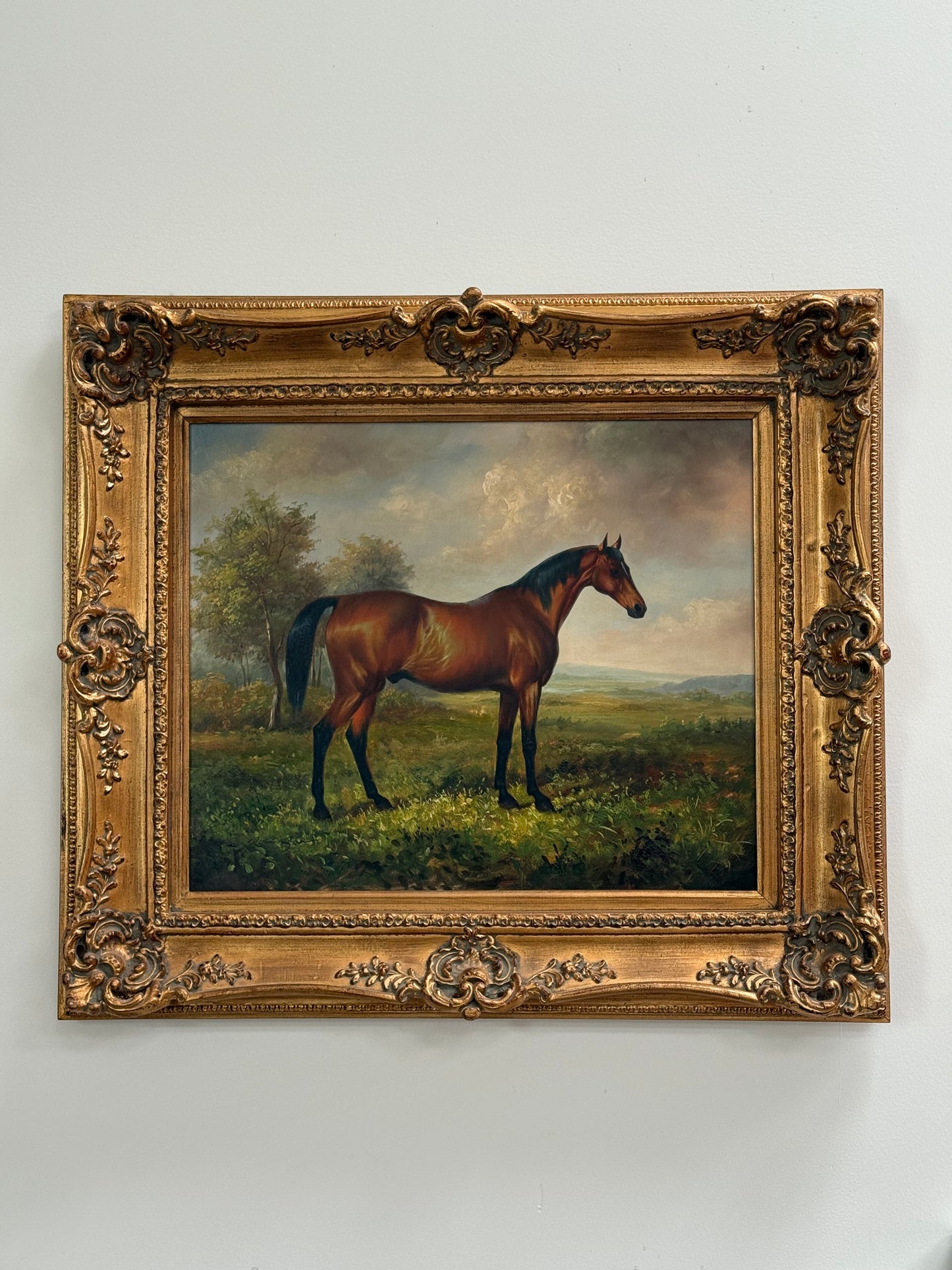 Robin San, Portrait of a horse in Landscape 30" x 34"