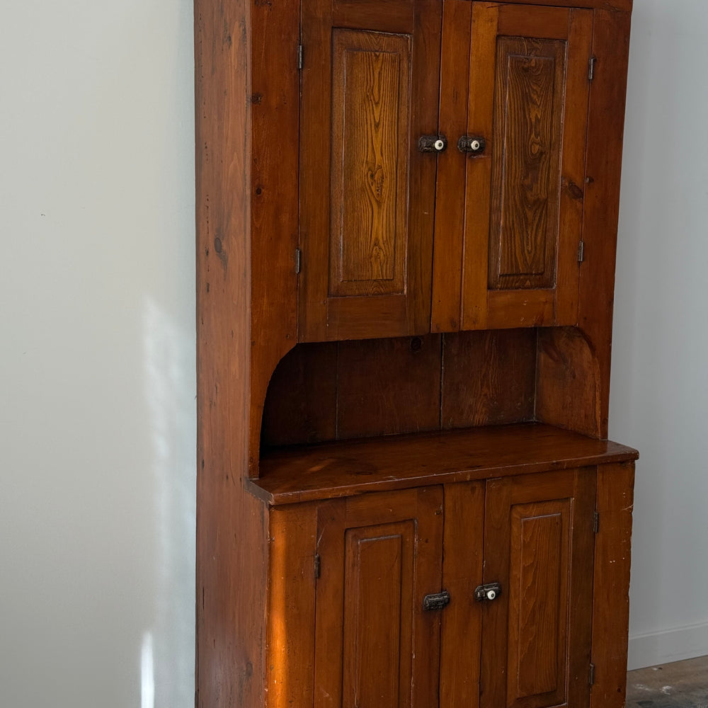 
                  
                    Antique Country Pine Stepback Cupboard
                  
                