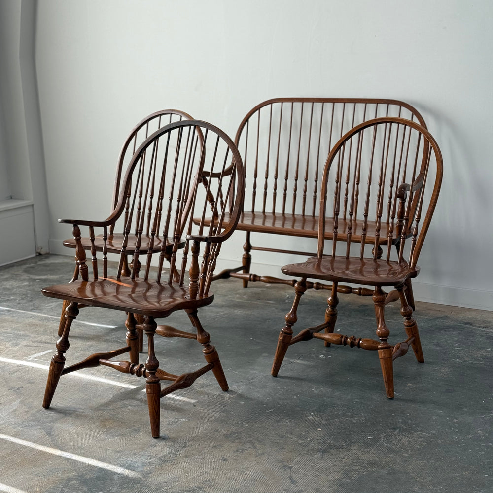 Four Piece Windsor Chair and Bench Set