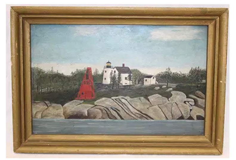 Antique Lighthouse Scene