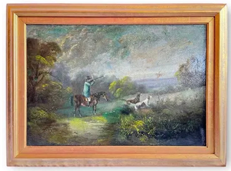 After JOHN FREDERICK HERRING Hunting Scene, Signed w/ Note
