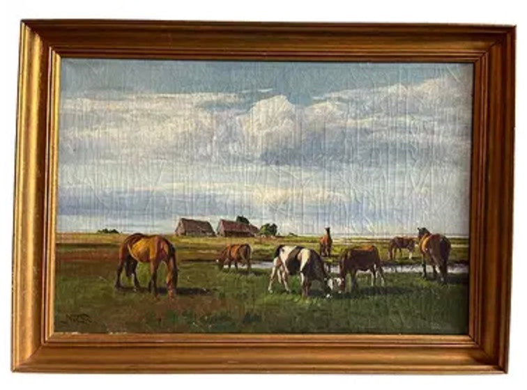 NILS H. CHRISTIANSEN, Oil Painting of Horses