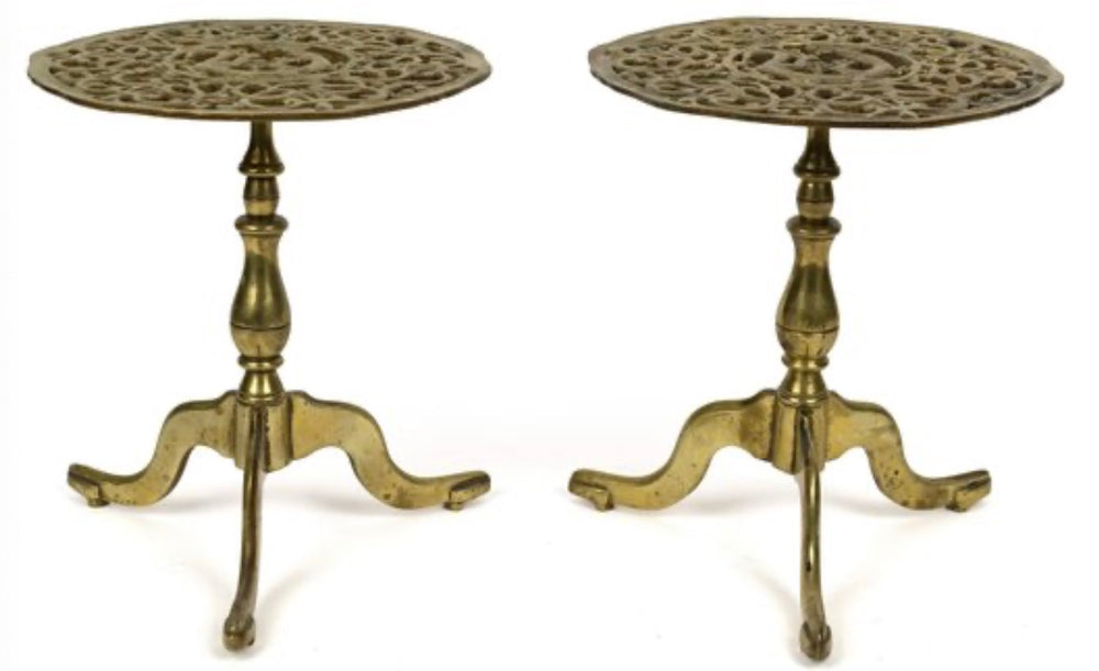 Pr. Antique Brass Table Form Trivets