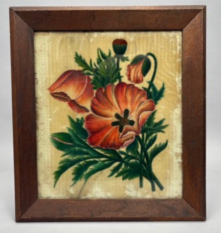 New England Watercolor Theroem Depicting Poppies, 19th Century