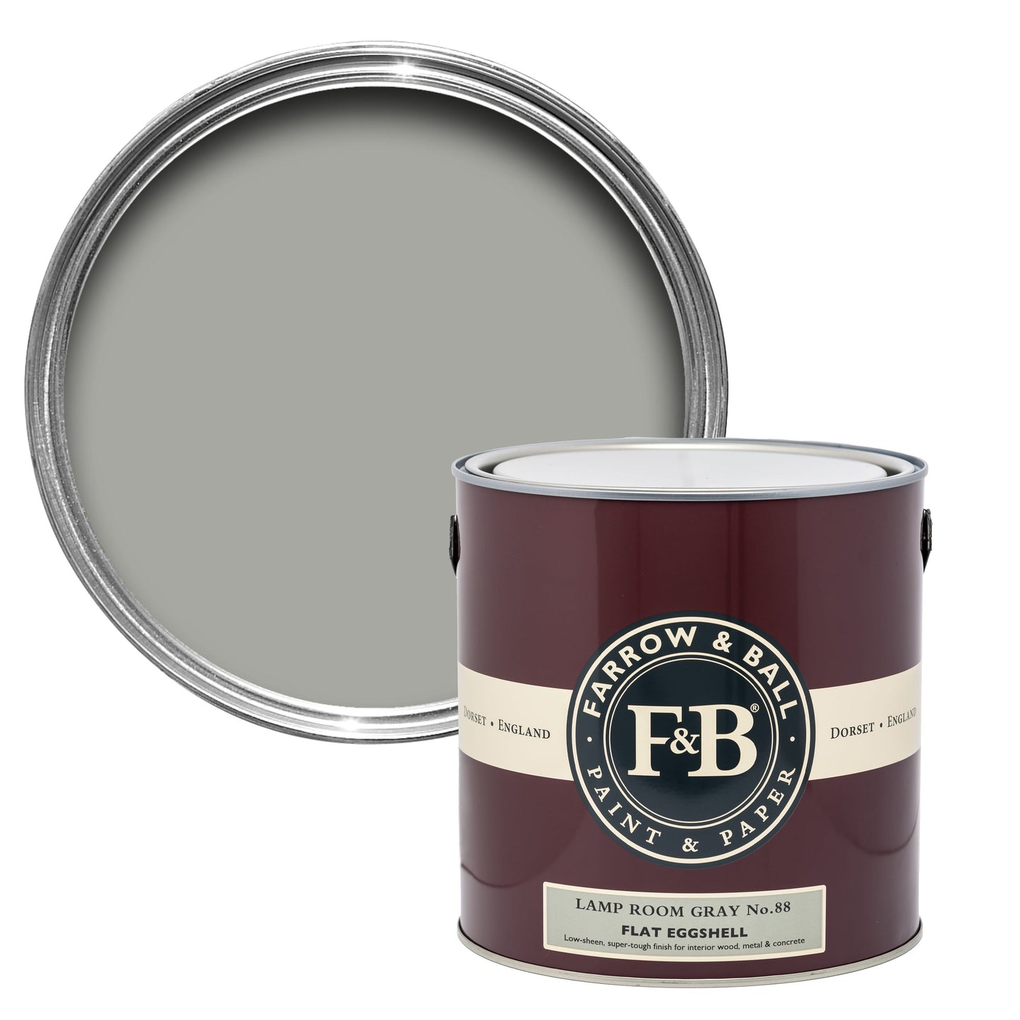 Farrow & Ball Lamp Room Gray No. 88 Grey paint lifestyle image by Farrow & Ball