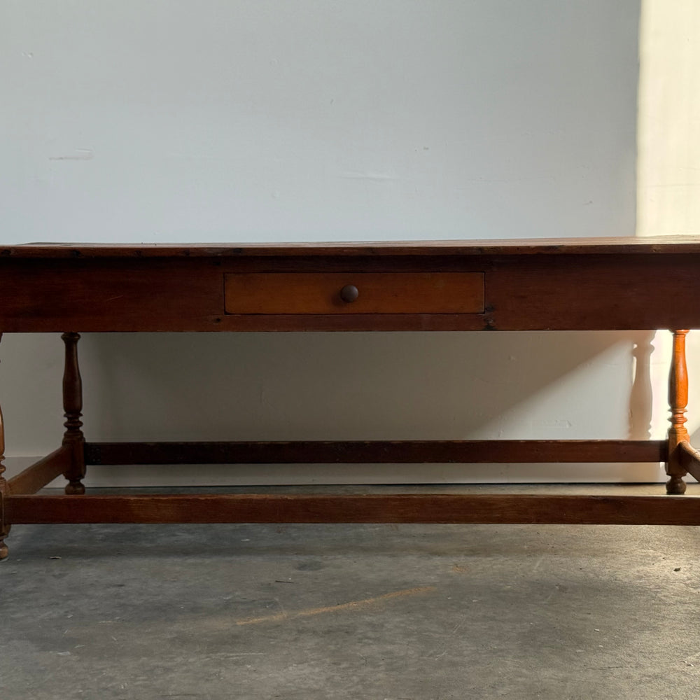 19th Century Dinning Table with Stretcher Base