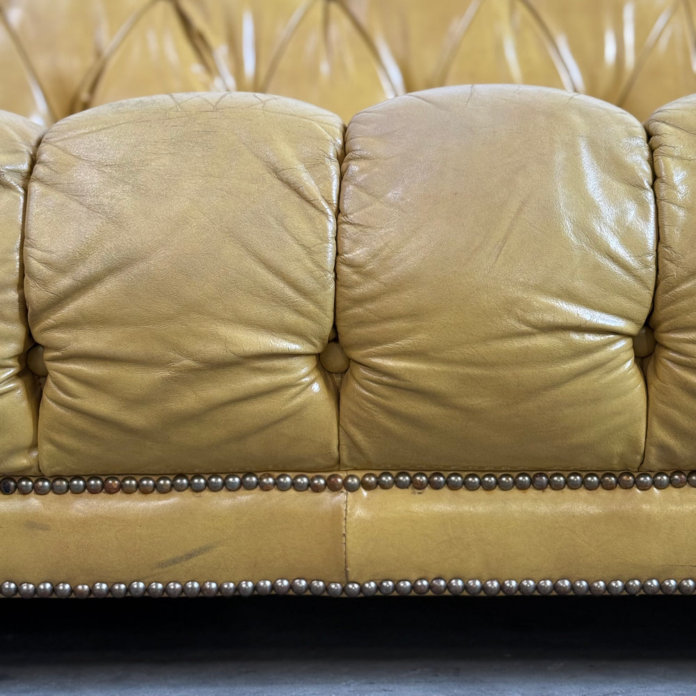 
                  
                    Vintage Yellow Leather Chesterfield Sofa C.1950
                  
                