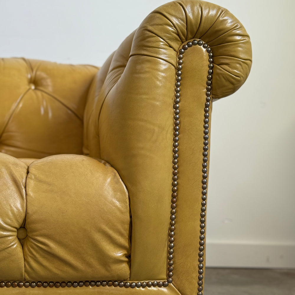 
                  
                    Vintage Yellow Leather Chesterfield Sofa C.1950
                  
                